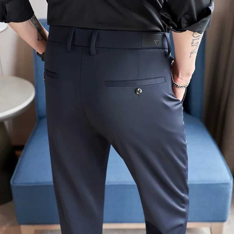 Black Mens Stretch Suit Pants Fashion Casual Trousers Navy Blue Mens Pants Asian Size 2936 38 Slim Mens Pants W250826