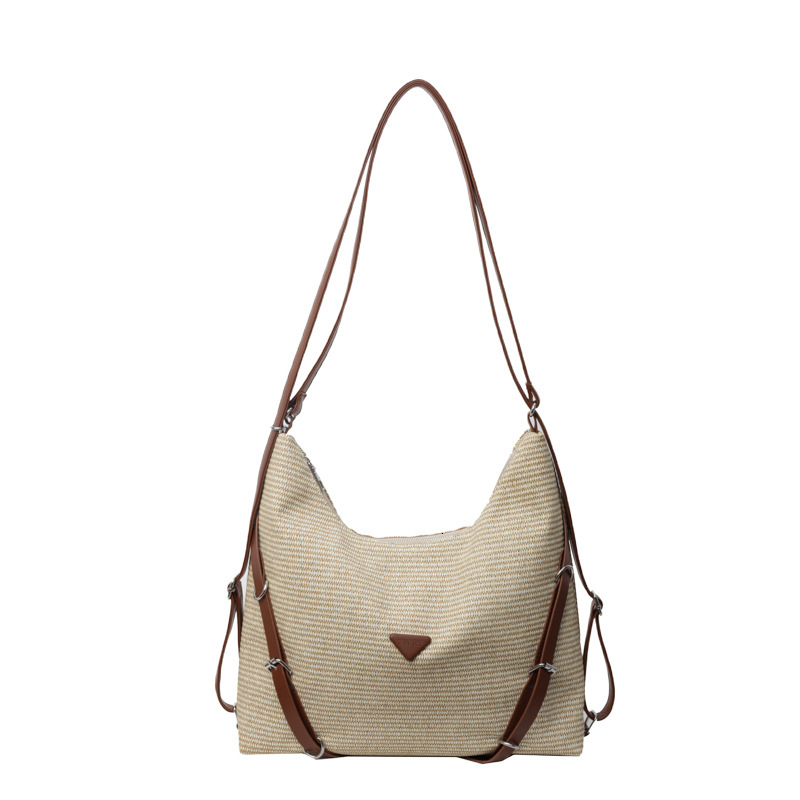 Free Shipping 2025 New Designer Bag Woven Straw Bag For Women Large Capacity Single Shoulder Crossbody Bag Vacation Beach Bag Double Shoulder Backpack