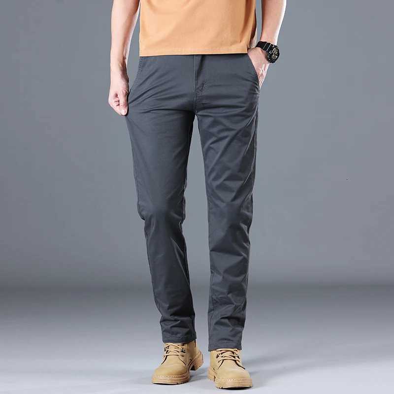 2024 Mens High Quality Pure Cotton Classic Solid Color Casual Pants Business Stretch Cotton Slim Straight Brand Trousers Male W250826