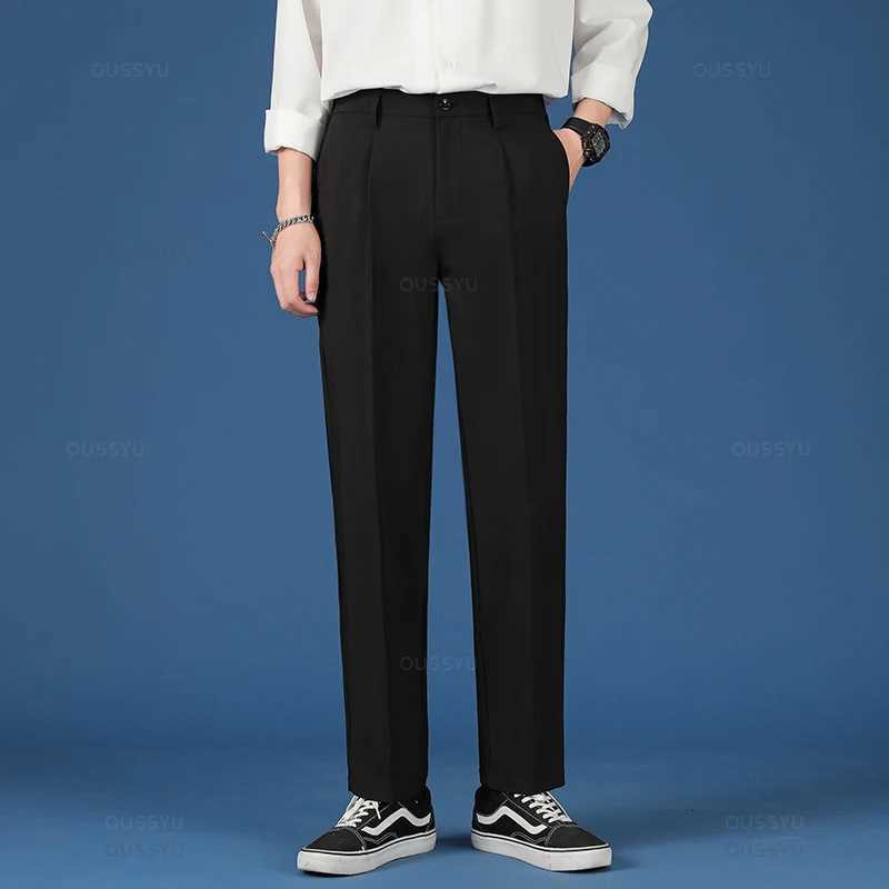 Spring Summer New Smooth Pendulous Suit Pants Men Business Long Trousers Korean Formal Ankle Length Pants Male Plus Size 40 W250826