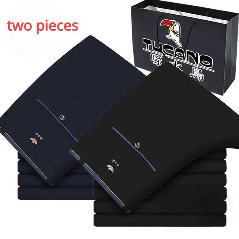 2024 New Mens Dress Pants Black Suit Pants Straight Slim Stretch Business Trousers Korean Style W250826