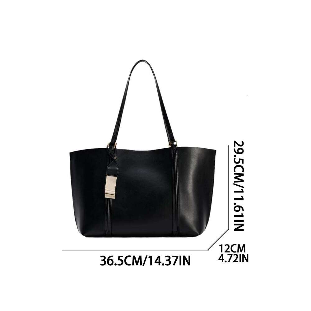 2025 Fashion Tote Handbags PU Leather Bags Women Black Large Capacity Shoulder Handle Purse For Travel Shopping Bag