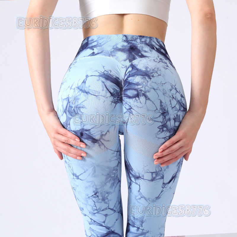 Tiedye Yoga Pants for Women High Waist Hiplifting Sports Tight Long Pants Outdoor Running Peach Hip Fitness Pants High Elasticity H250825