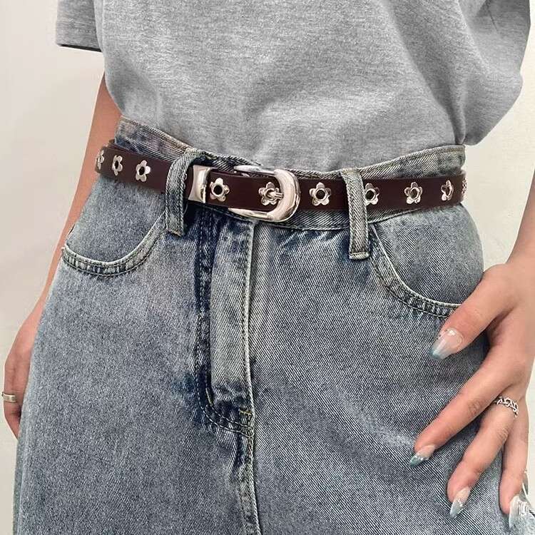 Women's Shirt 2025 New Niche Design Jeans Fashion Flower Decoration Accessory Belt for Men