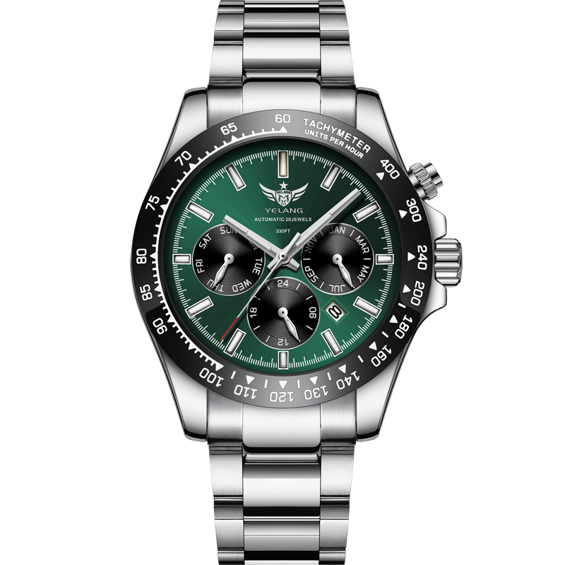 Yelang 42mm Men Luminous Watch Luxury Japan MIYOTA 9120 Automatic Movement 10Bar 100M Waterproof Military Style Watch V1033