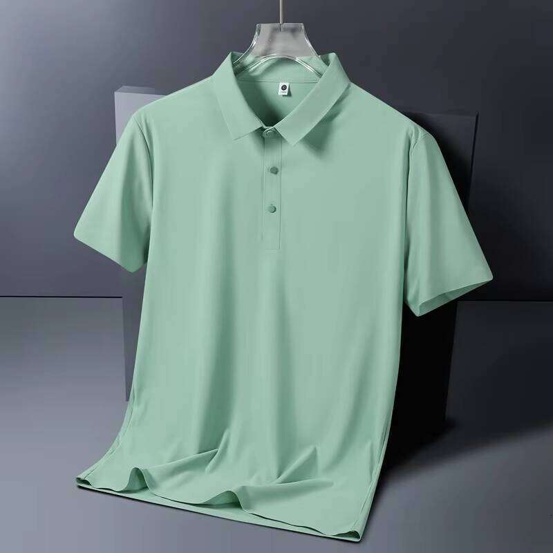 Men's Traceless T-shirt Ice Silk Bonded Plus Sized Quick Dry Breathable Polo Shirt for Men