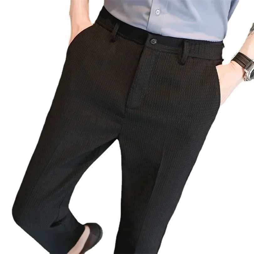 Mens Suit Pants Fashion Slim Trousers Korean Style Young Man Pants Black White Khaki Brown 2025 New W250826