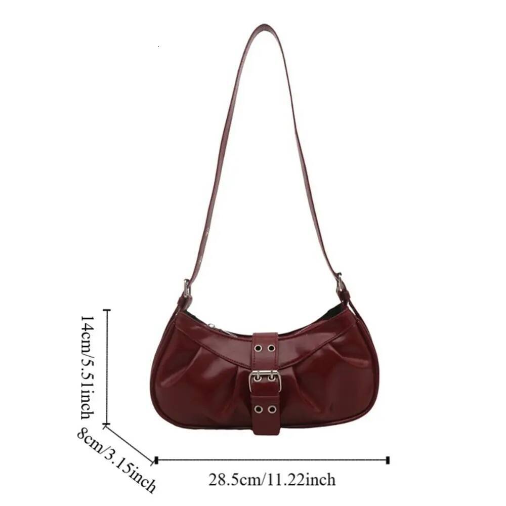 Retro Designer Buckle Armpit Pu Leather Gothic Y2k Shoulder Bag Vintage Cross Body Spicy Girl Handbag Female ddmypanda