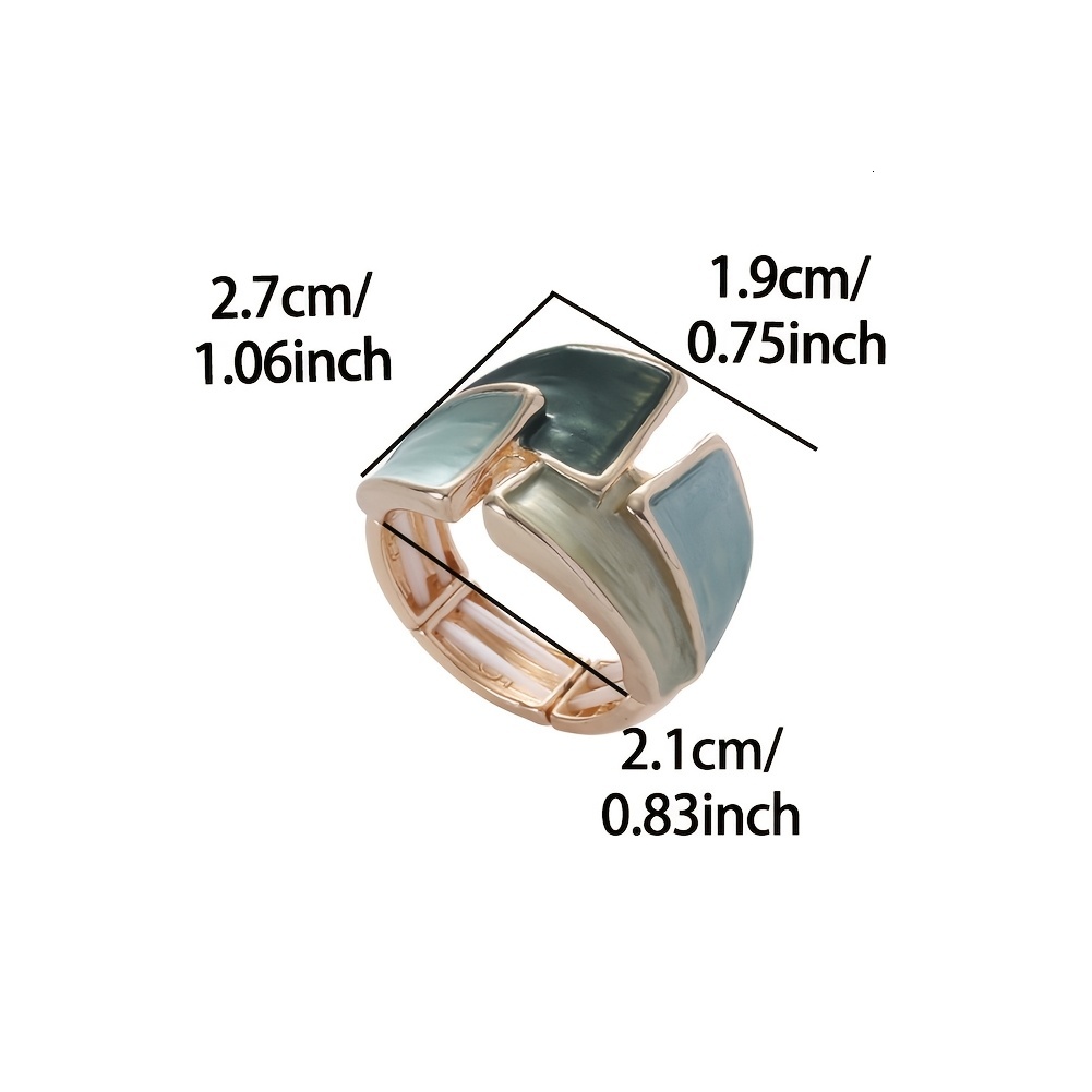 1 Piece Women's Adjustable Elastic Bohemian Geometric Ring - Zinc Alloy Green Thin Coating & Gold Plated, Suitable for Daily Wear, Parties, Gradu