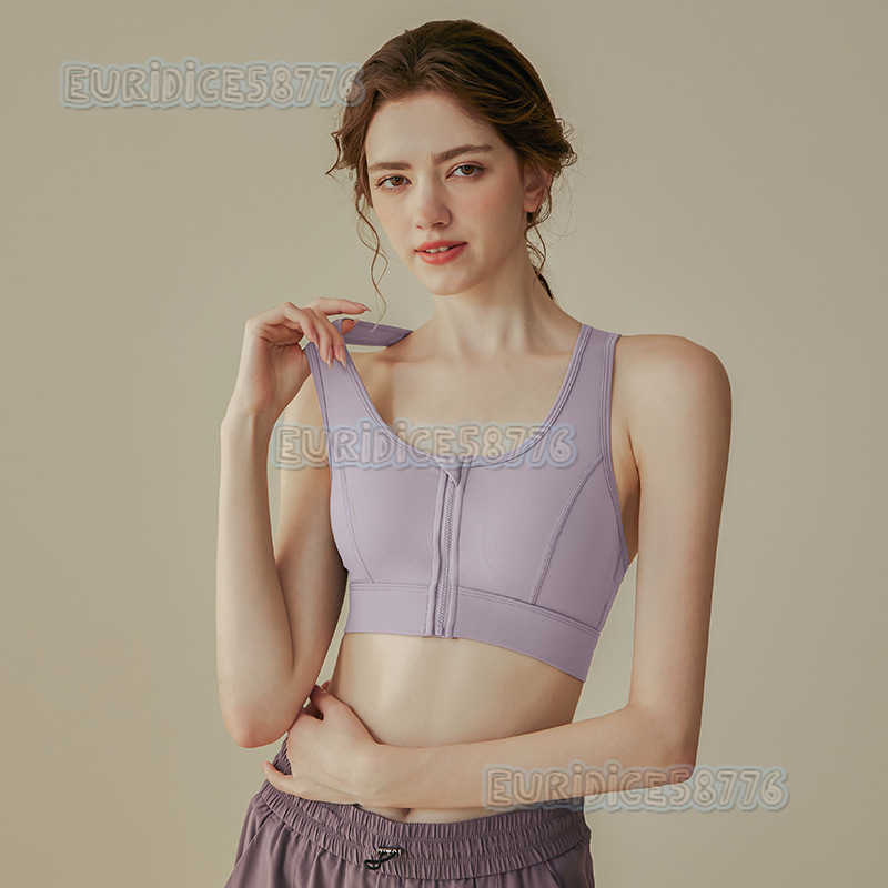 Highstrength Sports Bra for Women Shockproof Running Minimizing Large Bust Front Zipper Professional Fitness Training Vest Easy to Wear and Take Off H