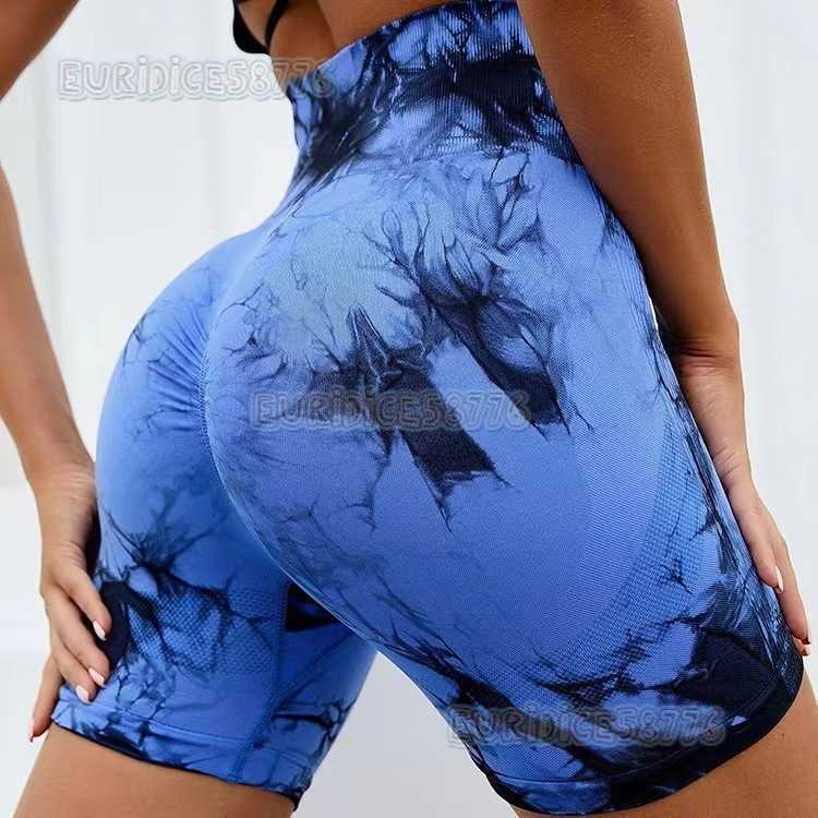 Tiedye Sports Yoga Pants for Women High Waist Outdoor Running Tummy Control Fitness Shorts Peach Lift Slimming H250825
