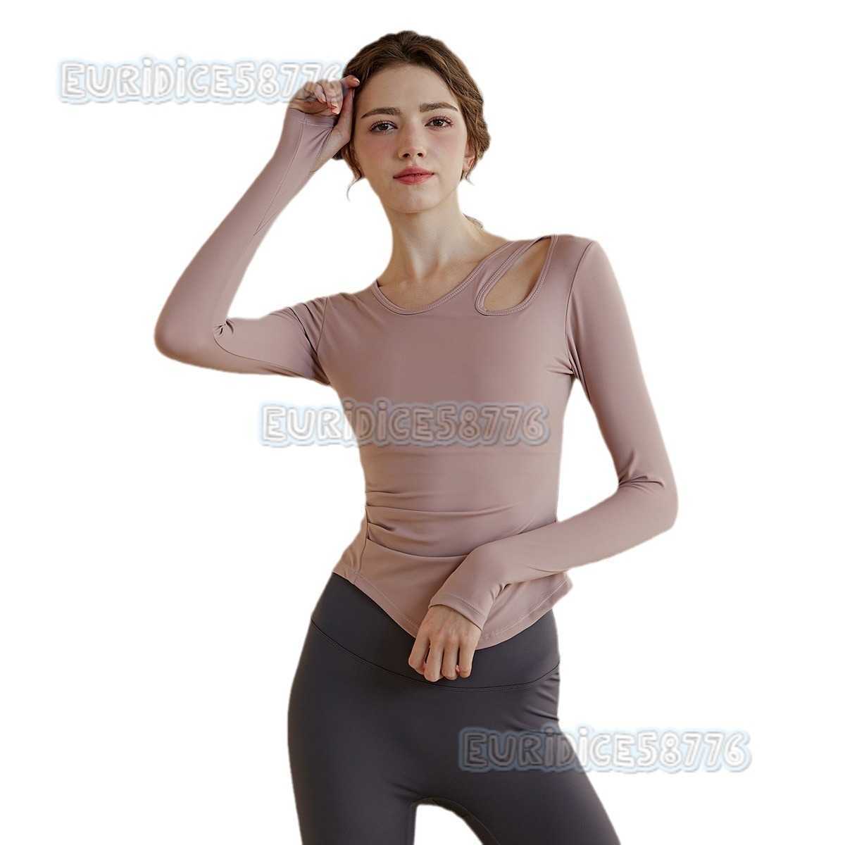Highend Yoga Long Sleeve Top for Women with Chest Pads Slim Fit Running Fitness Pilates Training Autumn H250825