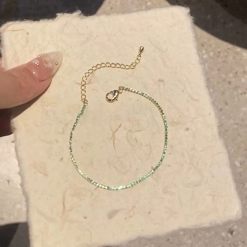 Gold - Tone Pink Crystal Dainty Chain Bracelet Dainty And Sparkling Party And Daily Wear Gift For Her Elegant And Charming Jewelry