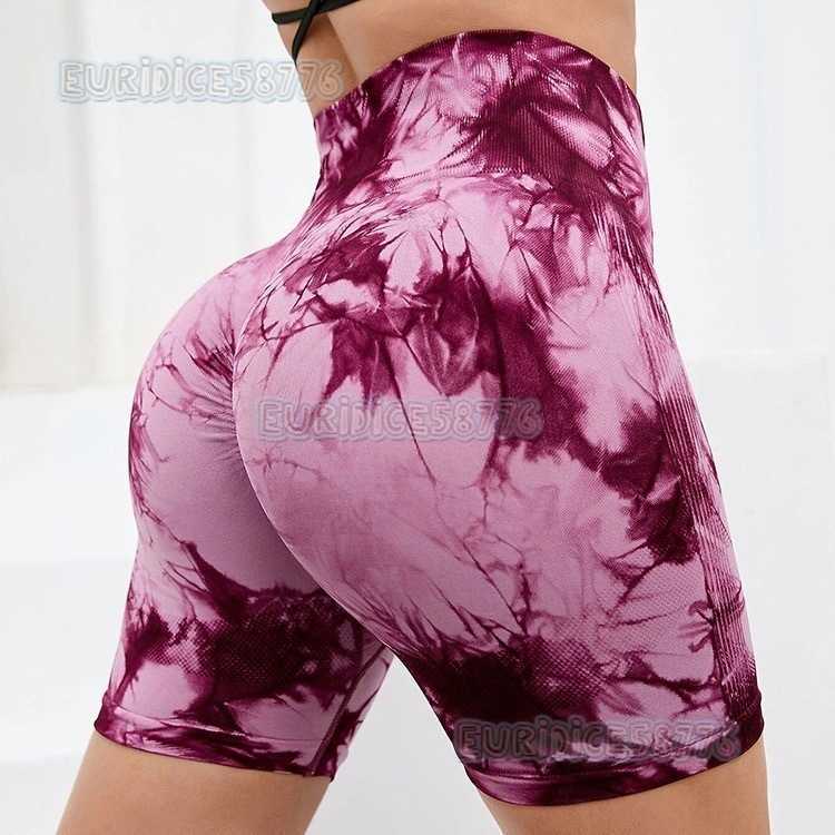Tiedye Highwaisted Shorts for Women Sports Peach Buttocks Tummy Control Yoga Midshorts Quickdry Fitness Training Tiedye Shorts H250825