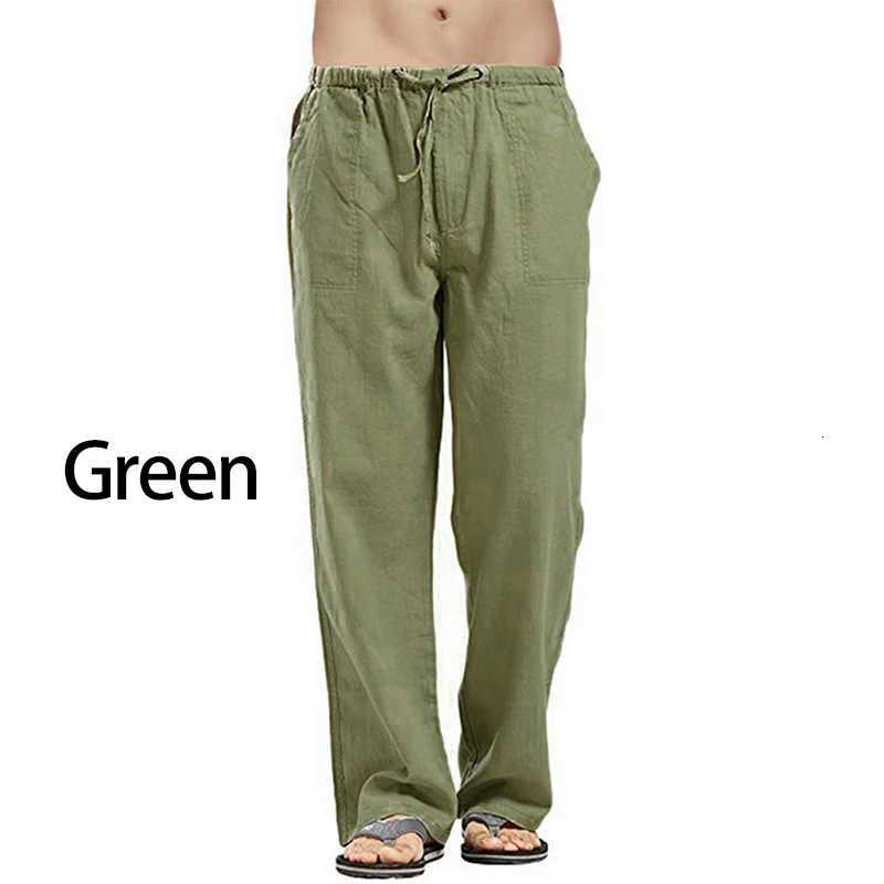 Mens Cotton Linen Pants Loose Cool Casual Long Pants Elastic Waist Long Pants Casual Large Size Streetwear Lightweight Trousers W250826