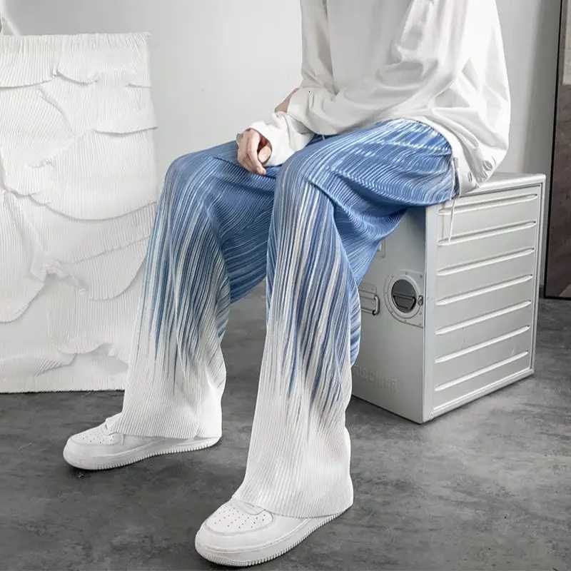 Summer Silk Pleated Man Casual Pants Harajuku Wide Leg Oversize Pants Streetwear Vintage Y2k Pants Clothes Trousers 2022 New W250826