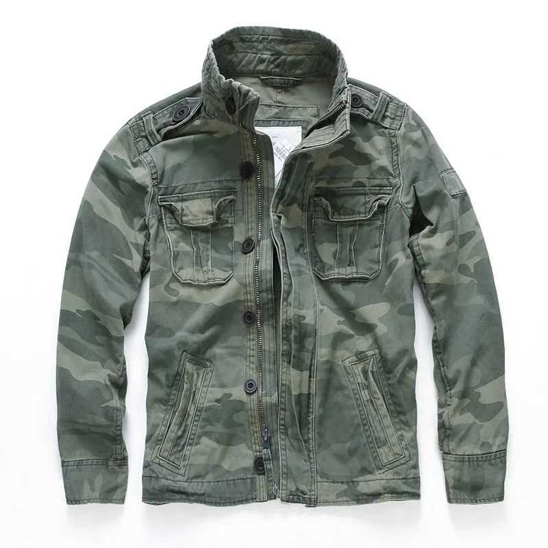 Men Jacket Men M65 Denim Retro Cargo Jacket Outdoor Multi Pockets Camo Tops Field Casual Fashion Hiking Coats UniformXJ250826