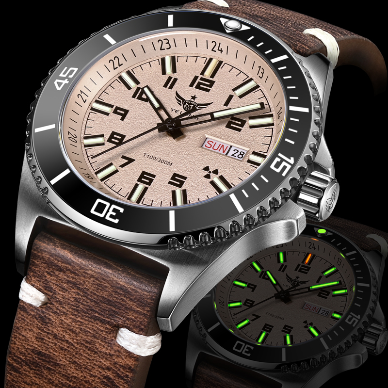 Yelang V1031 Men Watches 44mm Diver Retro Water Japan 8205 Automatic Mechanical Sapphire Vintage Watch Waterproof 30BR luminous