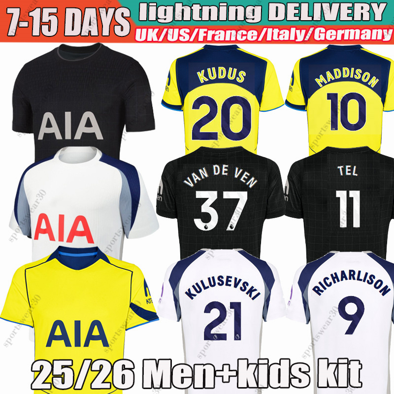 25 26 SON KULUSEVSKI Soccer Jerseys SON MADDISON kits RICHARLISON ROMERO VAN DE VEN BISSOUMA fans player 2025 football shirt men kit kids equipments