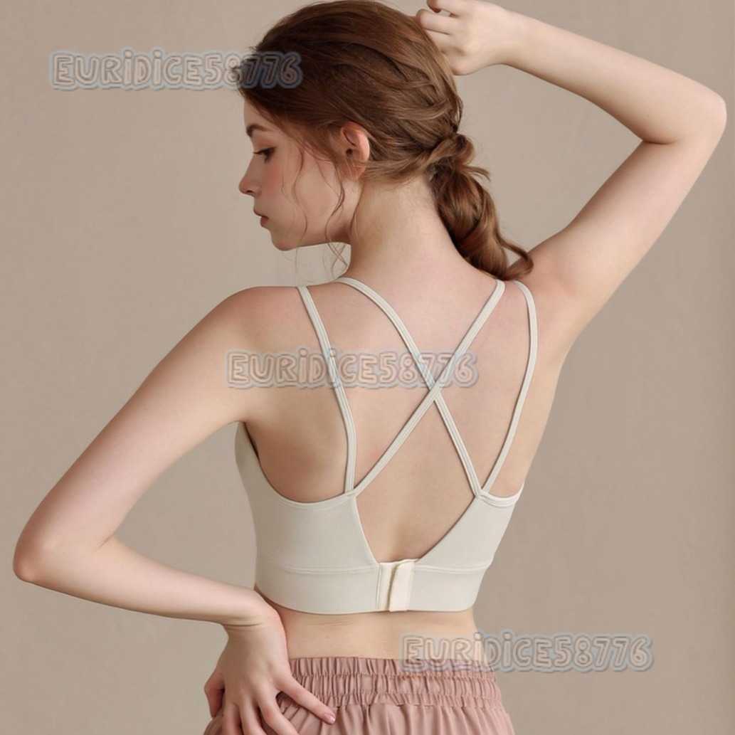 Highend Yoga Sports Bra Cross Back Shockproof Gathered Yoga Running Fitness Onepiece Sports Bra H250825