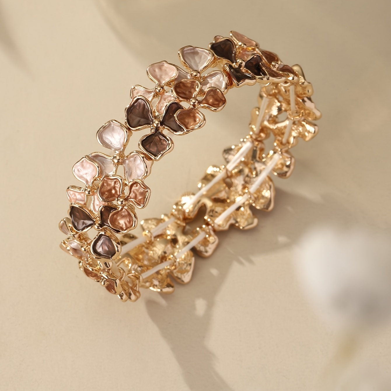 1 Piece Bohemian Style Elastic Bracelet - Gold-Plated Zinc Alloy, Multicolor Stone Beads, Suitable for Daily Wear, Parties, Valentine's Day/Mothe