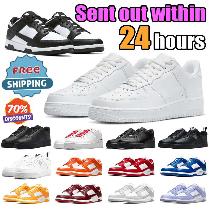 free shipping 1 running shoes for af1s men women white black pink panda grey university blue active fuchsia womens mens trainers outdoor sports sneakers