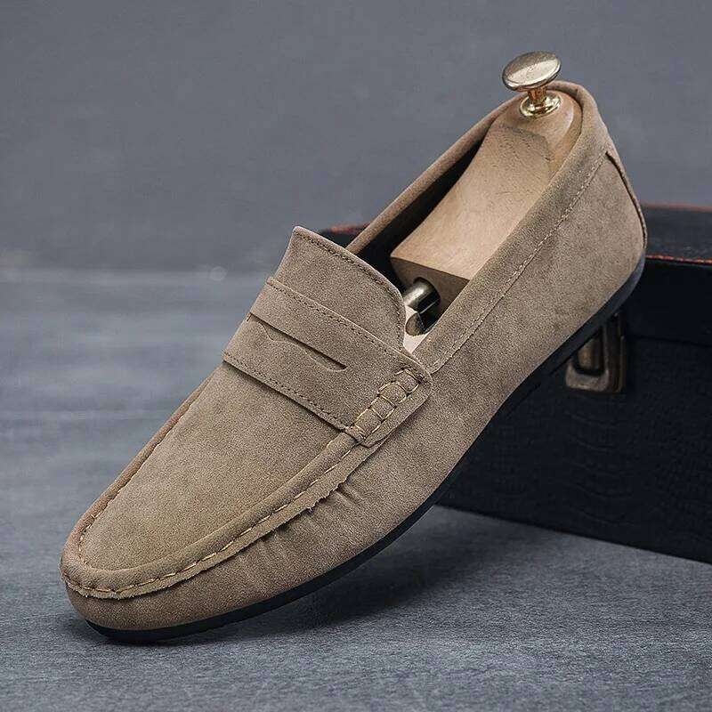Spring Summer Men Loafers Solid Color Suede Mocassins Slip on Driving Shoe Fashion Business Casual Wedding Daily Dress Shoes