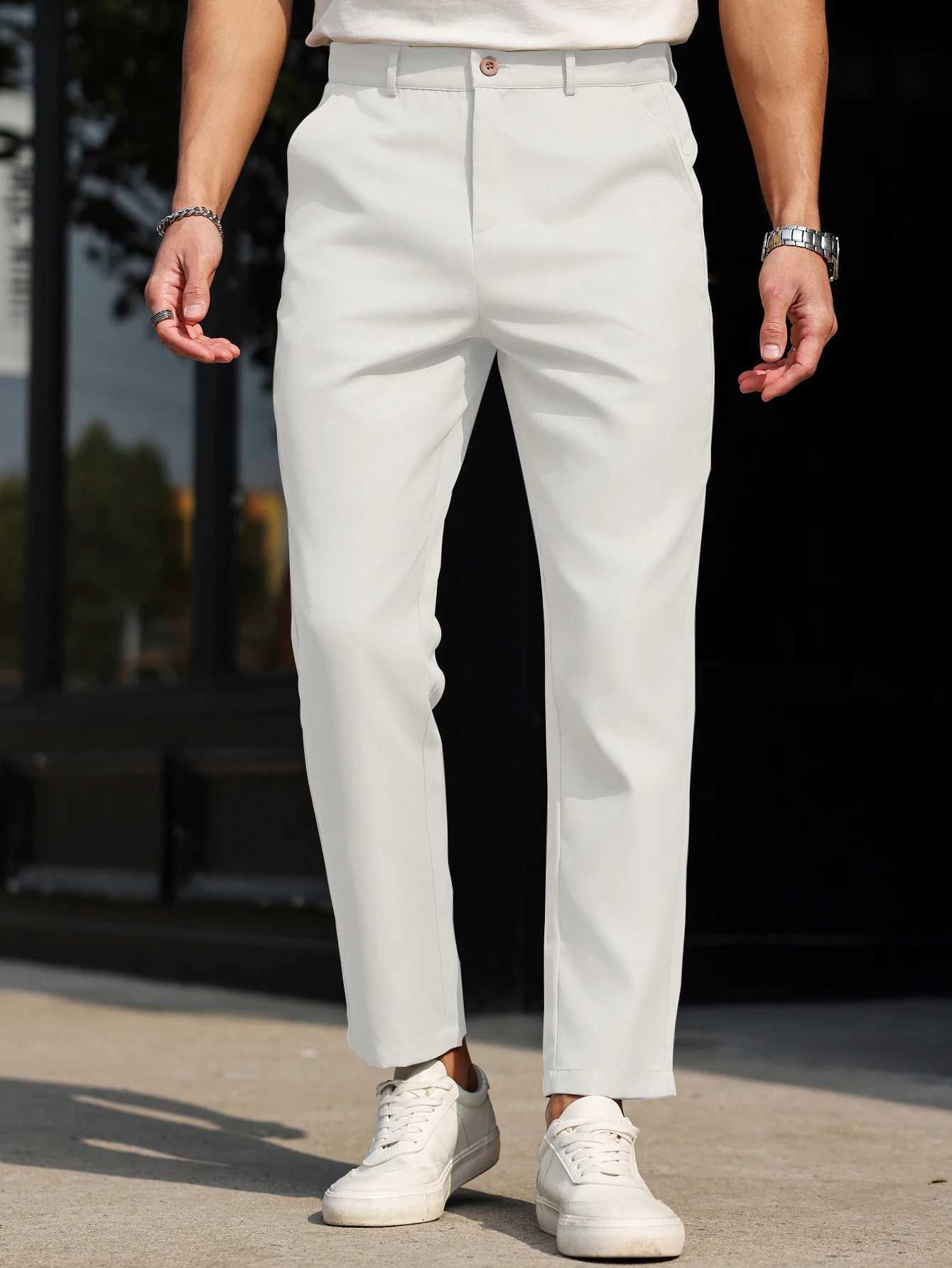 Mens Slim Fit Straight Leg Multicolor Solid Color Casual Pants Versatile All Seasons Fashionable Comfortable Daily Wear W250826