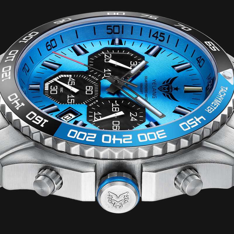 Yelang Watch V1215 44MM Man Sports Watch Japan VR42 Eco-Drive movement Diving Watch 100m Professional Waterproof T100 luminous