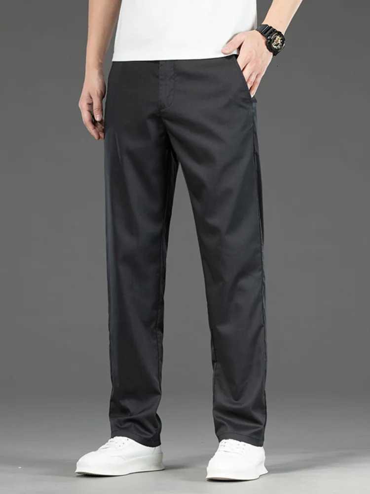 Summer Thin Stretch Casual Pants for Men Solid Color Korean Style Loose Straight Comfortable Business Casual Long Trousers Male W250826