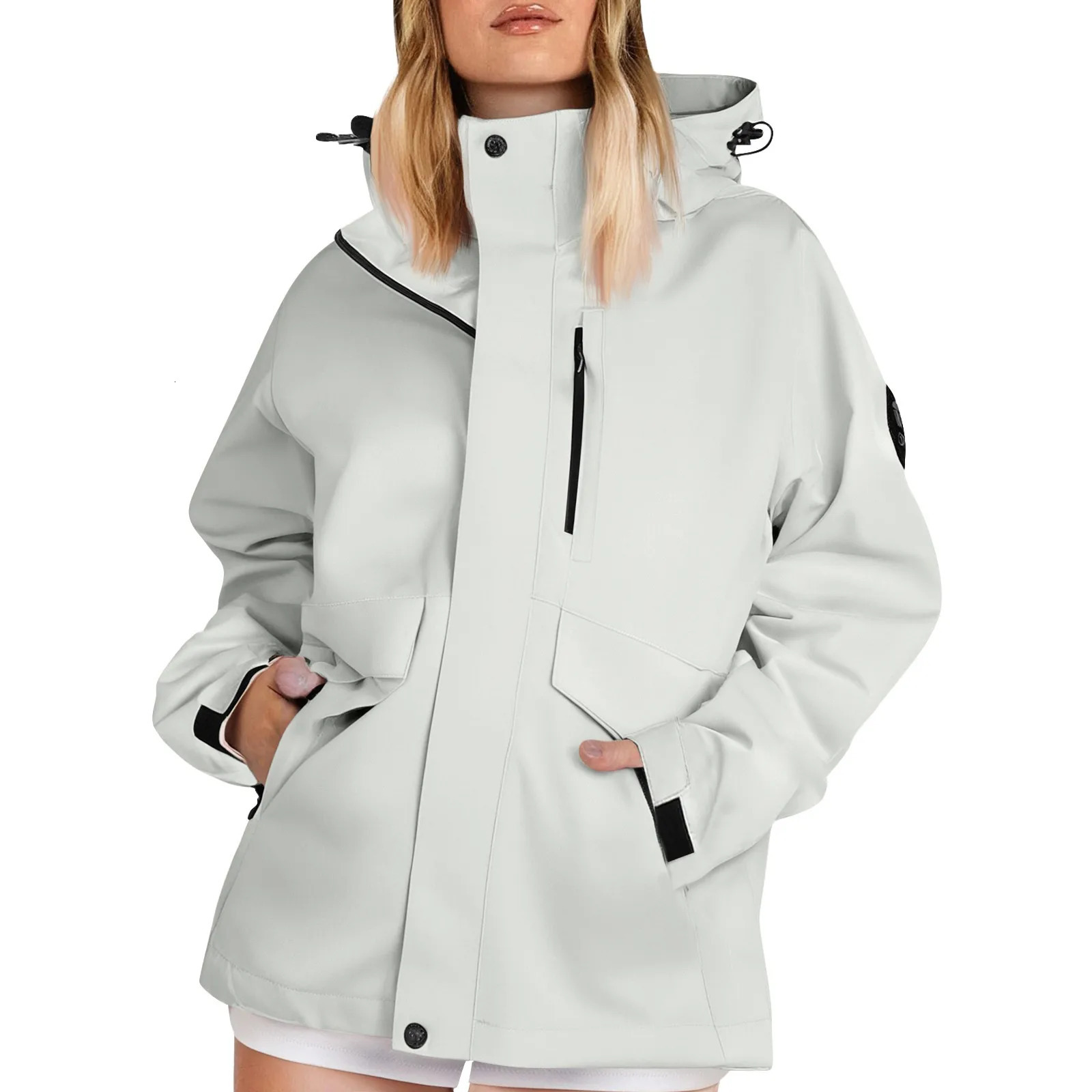 Womens Thin Breathable Hiking Jackets Solid Color Long Sleeved Loose Hoodie Outdoor Windproof and Waterproof Rain Jacket Coat 250825