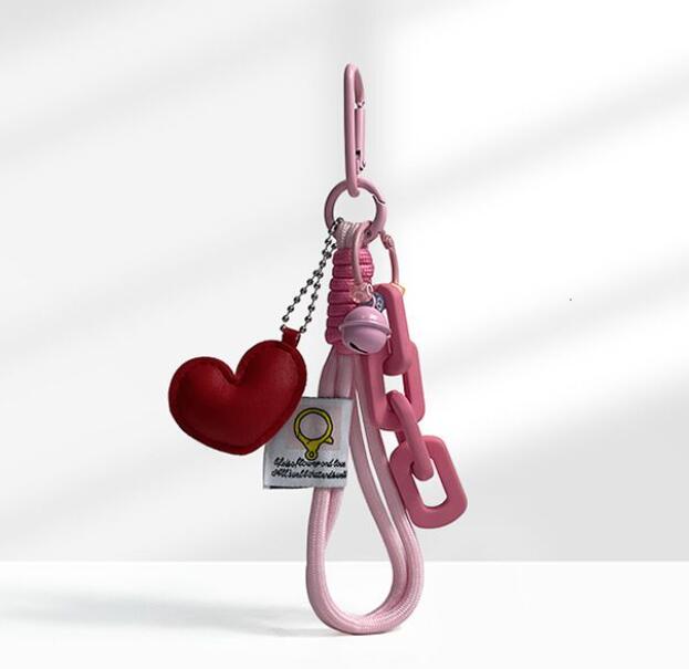 Style Heart Bell Chain Bracelet Pendant Dopamine Climbing Rope Bag Keychain Ornament 250726
