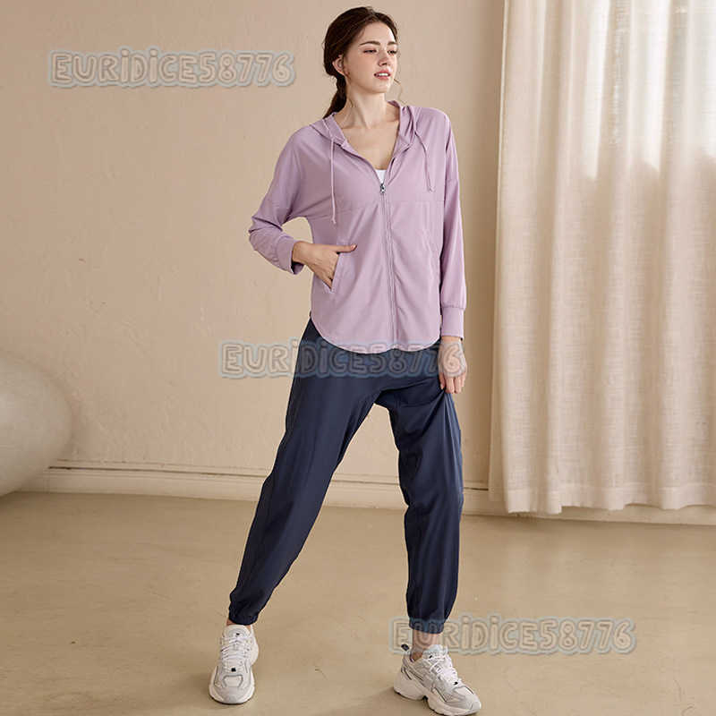 Womens Sports Jacket Sun Protection Quickdry Loose Cardigan Running Set Yoga Long Sleeve 2025 New Fitness Clothing H250825