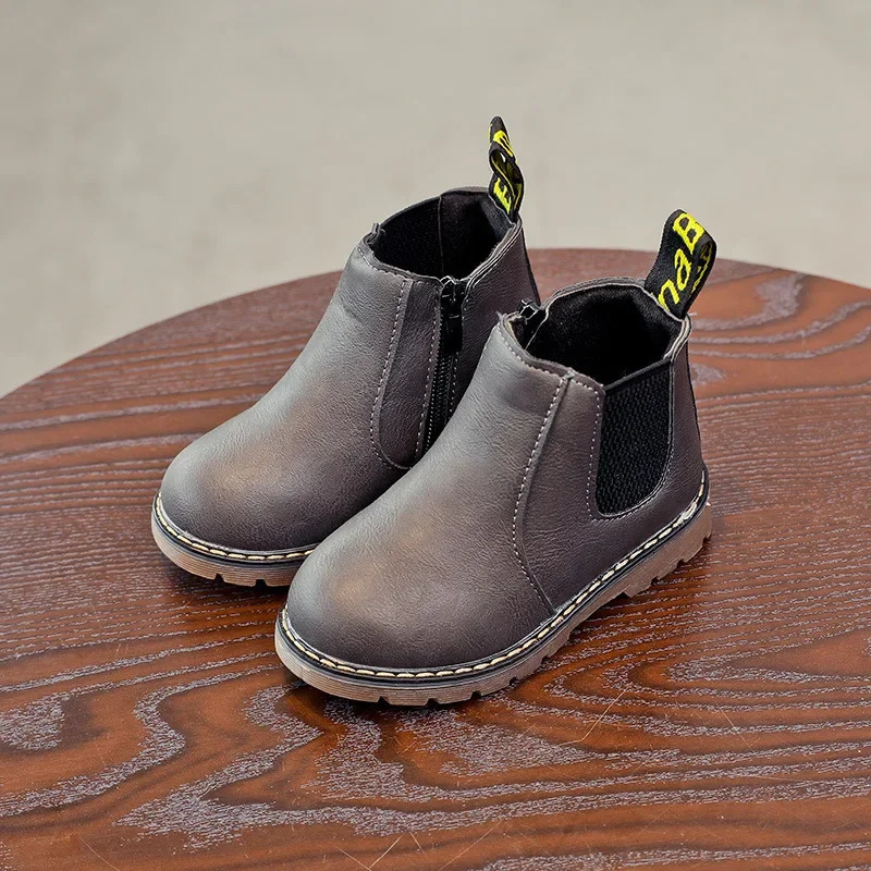 Kids Fashion Boots for Boys Girls Toddlers Big Children Ankle Boots with Zipper Warm Thick Plush Autumn Winter Chelsea Boots 250825