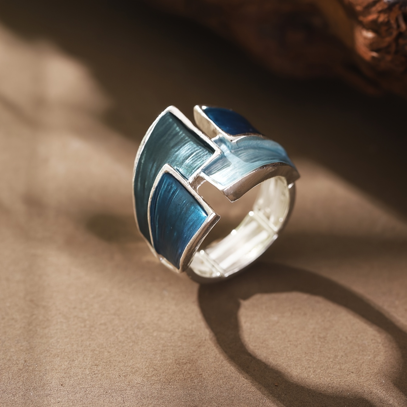 1 Piece Fashion Bohemian Simple Geometric Elastic Adjustable Ring for Women Spring Summer New Gold Zinc Alloy Blue Thin Coating Daily Party Vacation G