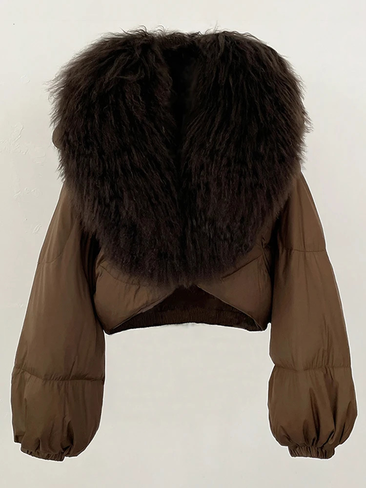OFTBUY Fahsion Short Long Slevee Puffer Jacket Winter Clothing Women Real Mongolia Sheep Fur Coat Real Fur Goose Down Parkas 250826