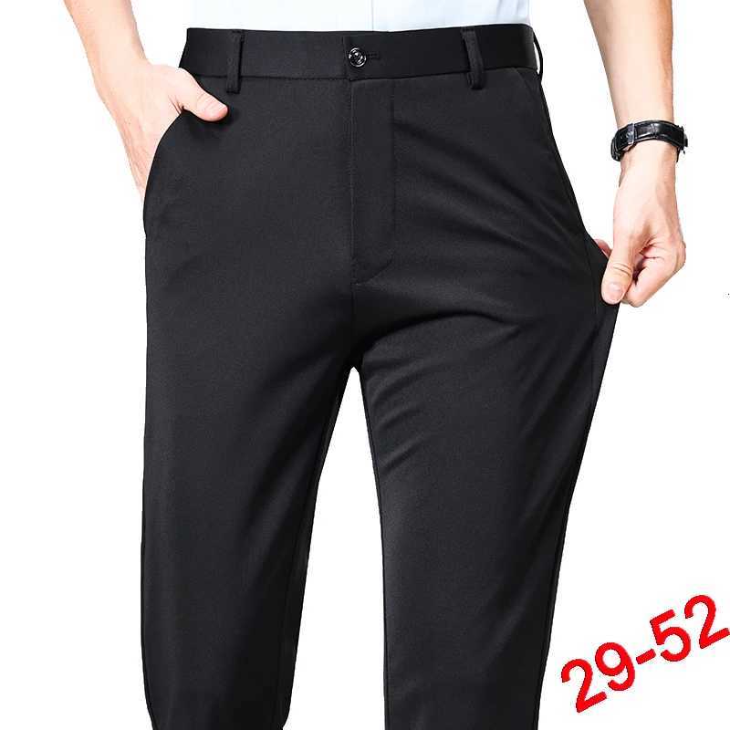 Plus Size Trousers Men Business Suit Pants Stretch Formal Dress Pants Big Man Classic Black Trousers W250826