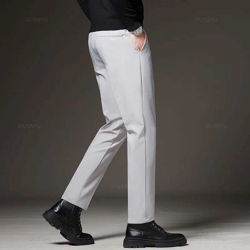 New Mens Suit Pants Slim Business Office Elastic Waist Black Gray Classic Pant Korean Trousers Male Plus Size 2738 40 42 W250826