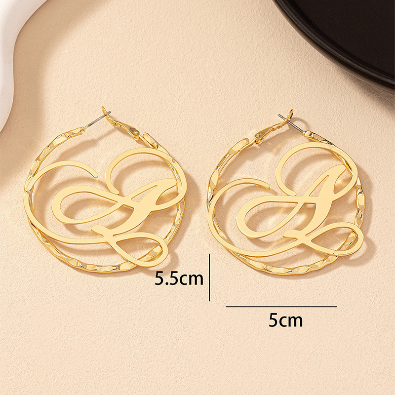 GoldButterfly 75mm Twisted Custom Name Earrings A-Z Original Letter Large Ring Earrings Name Earrings Personalized Womens Gifts 241025