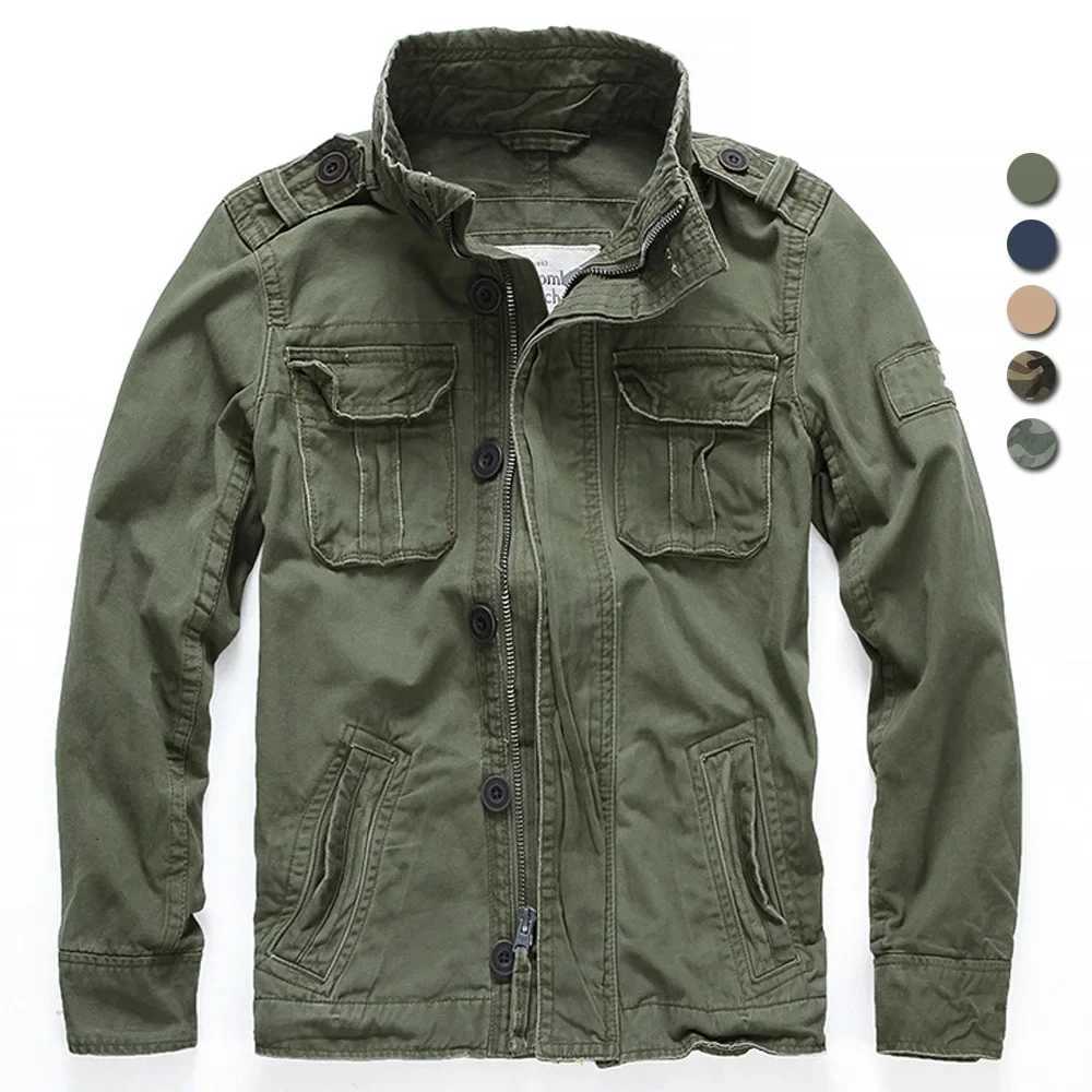 Men Jacket Men M65 Denim Retro Cargo Jacket Outdoor Multi Pockets Camo Tops Field Casual Fashion Hiking Coats UniformXJ250826