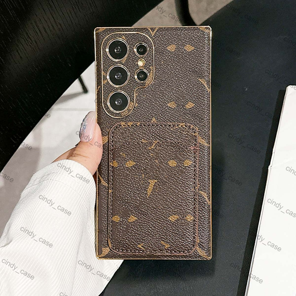 Personalised Customized Name Wallet Case for Samsung Galaxy S25 Ultra S24 Plus S23 Ultra S22 Ultra Plating Side Case Leather Designer Phone Cover with Card Slots