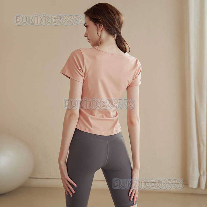 Highend Yoga Wear Sexy Slim Fit Breathable Thin Sports Fitness Shirt Running Short Sleeve Pilates Top H250825