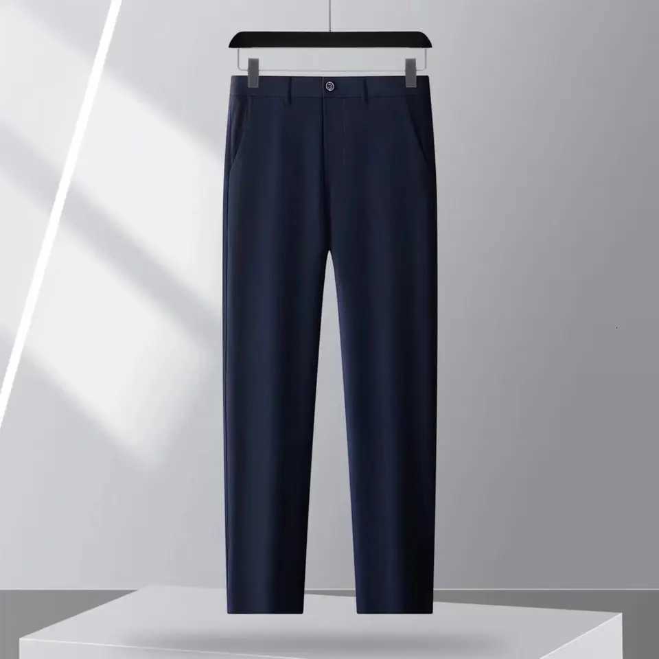 Mens Smart Casual Pants Elastic Sports Mens Quick Drying Pants Spring and Autumn Straight Leg Office Black Navy Blue Work Pant W250826