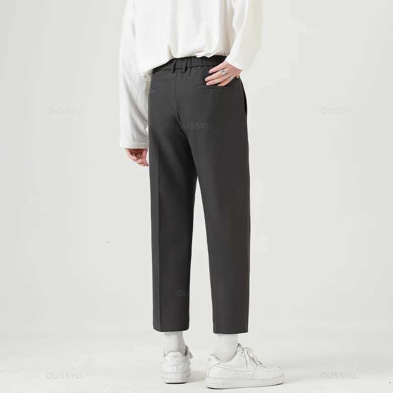 Brand Clothing Smooth Suit Pants Men Business Thin Formal Ankle Length Work Pants Korean Casual Long Trousers Men Oversized 40 W250826