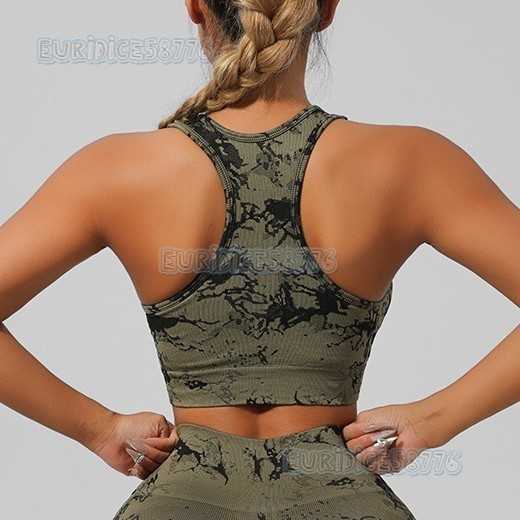 Tiedye Seamless Sports Yoga Bra Large Bust Minimizing Running Fitness Padded Tank Top for Women High Elasticity H250825