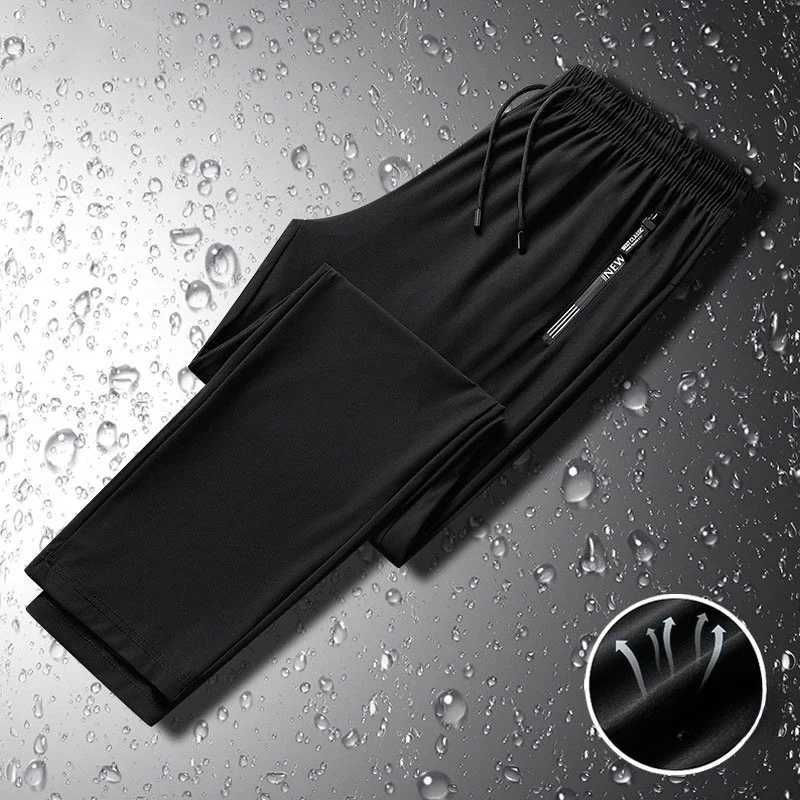 8XL Plus Size Cool Ice Silk Sweatpants High Elastic Summer Mens Casual Pants Breathable Straight Classic Jogging Trousers Korean W250826