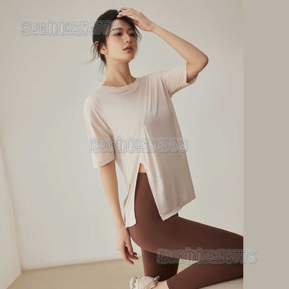 Loose Sports Top Coverup Professional Yoga Wear for Women Summer Short Sleeve Tshirt Running Pilates Training Fitness Clothing H250825