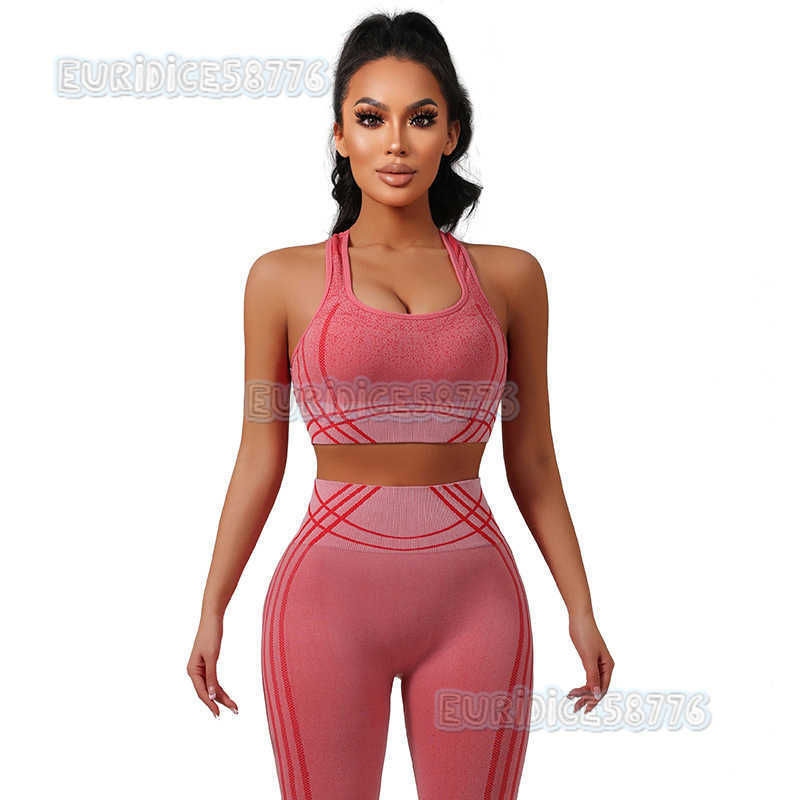 New Seamless Gradient Tiedye Padded Sports Bra Hiplifting Highwaist Yoga Leggings Tightfitting H250825