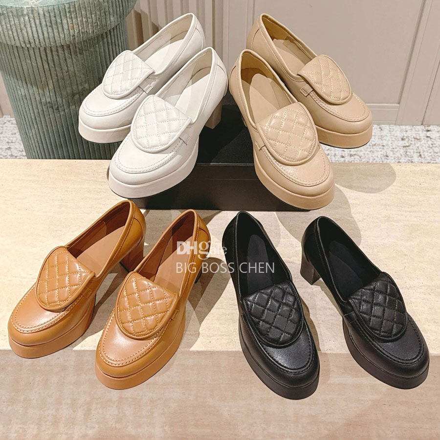 Top quality new pumps shoes Chunky heels Dress Shoes slingback womens high heels loafer Platform Sandals leather shoes Luxury designer shoes party Office shoes
