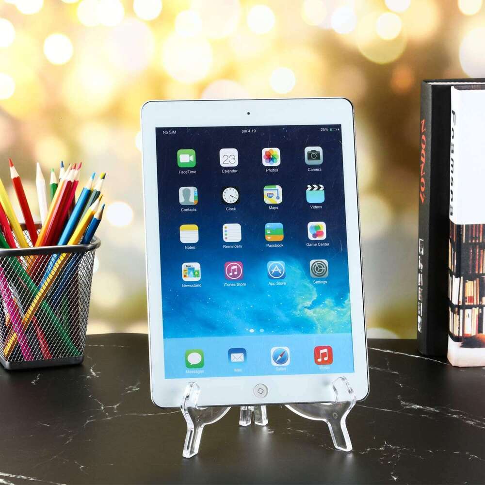 HESTYA 6 Pack 7 Inch Acrylic Easel Display Stand, Plate for Display, Photo Holder Picture Frame Book(Clear) 123